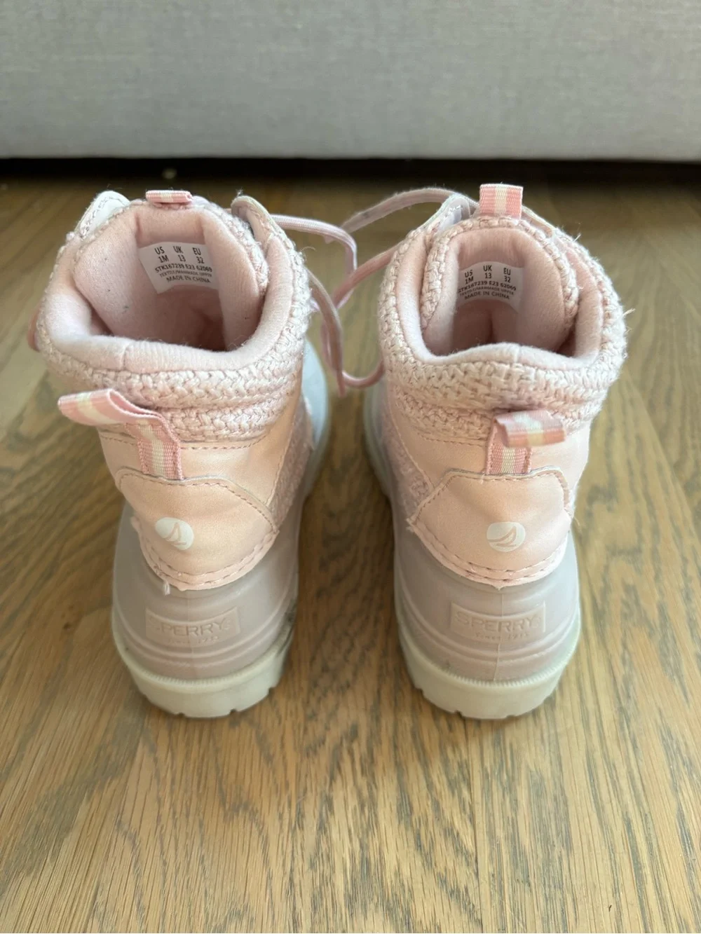 Sperry Kids Pink and Cream Waterproof Duck Boots
